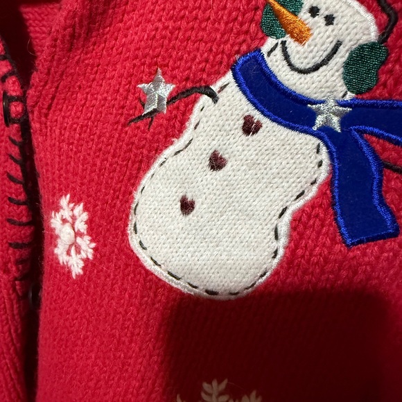 Croft & Barrow Red‎ Snowman Cardigan - Picture 2 of 4